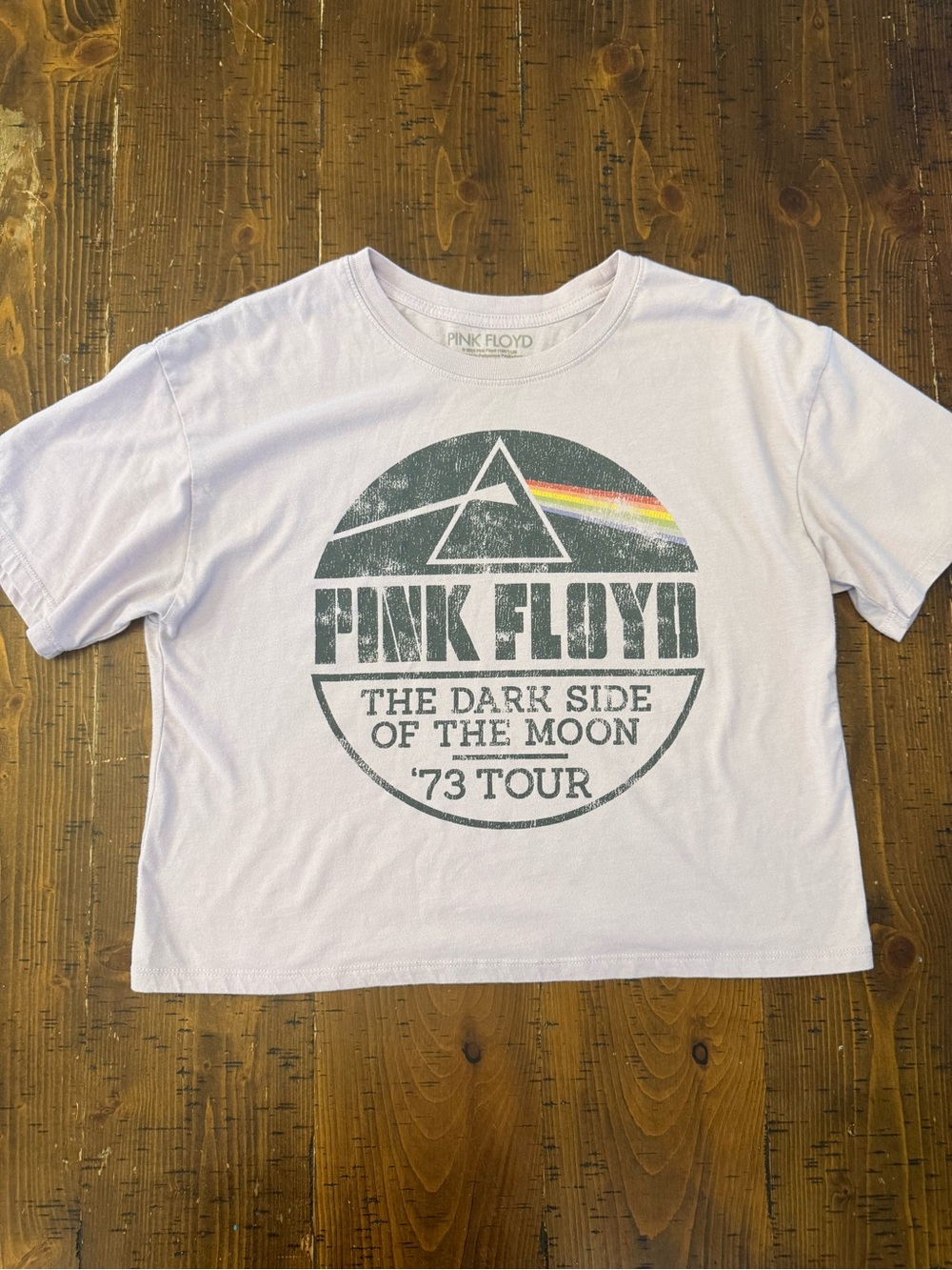 Pink Floyd Band T-shirt The Dark Side of the Moon '73 Tour Purple Crop Top Sz L